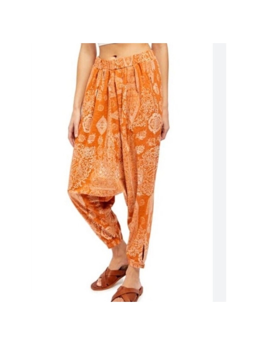 Free People orange Paisley harem pants XS